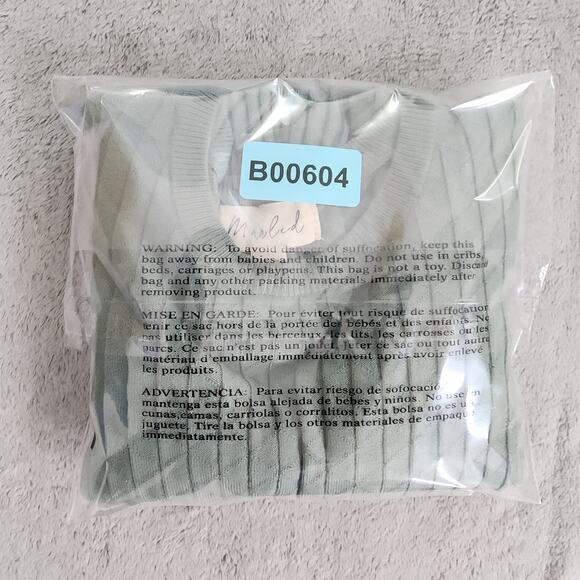 Marled Sweater Womens XS Green Crew Neck Half Sleeves Pullover Stretch Knit - Picture 8 of 8